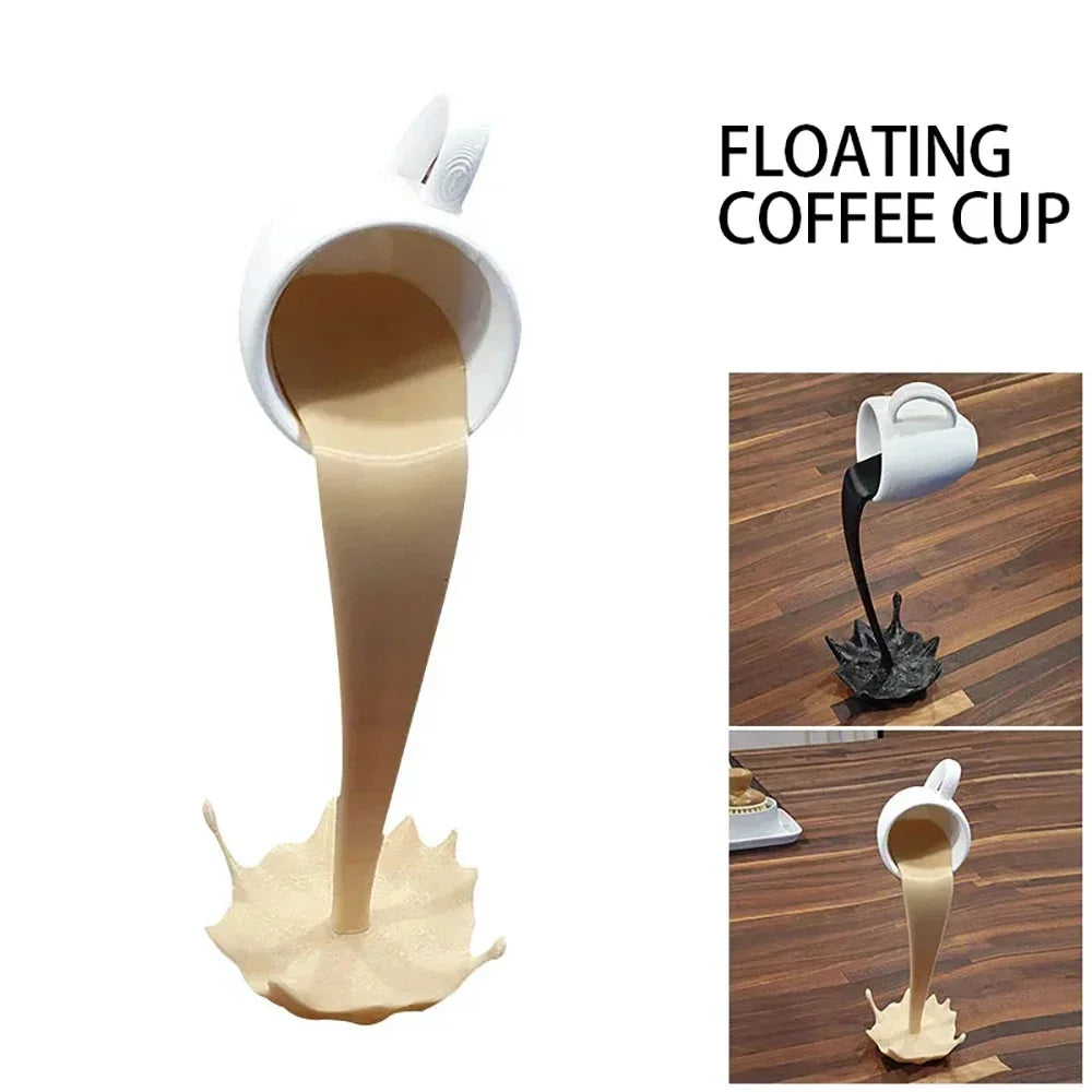 Suspended Coffee: Floating Mug Art Sculpture